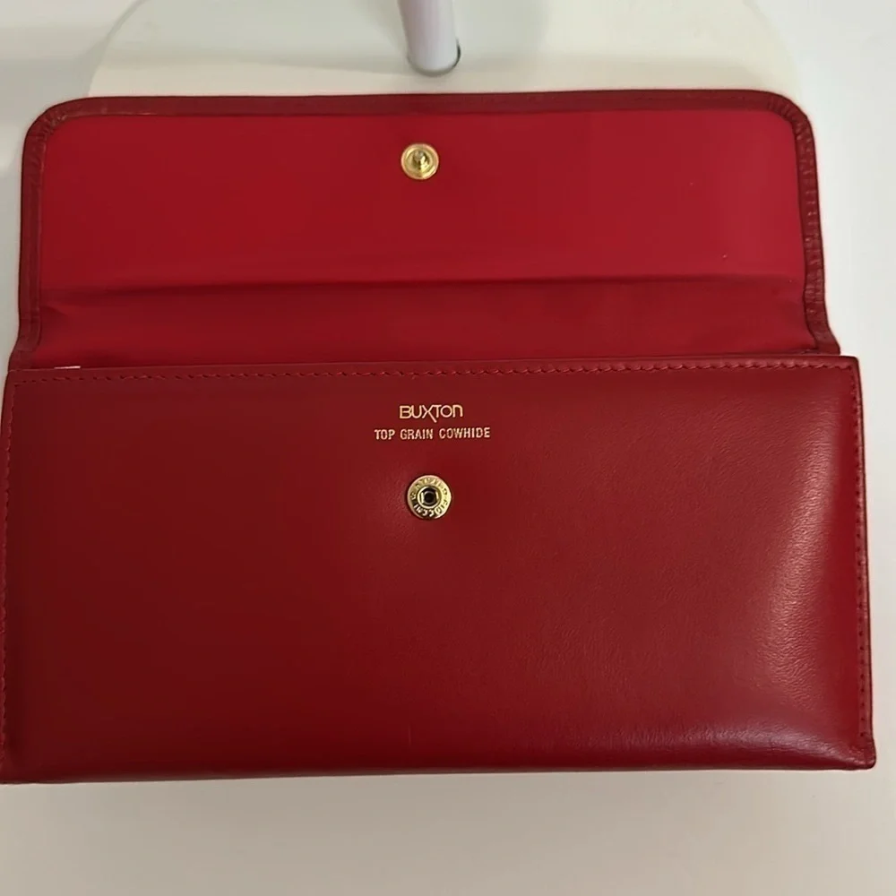 NEW VINTAGE Buxton Top Grain Cowhide Red Woman's Wallet with tags